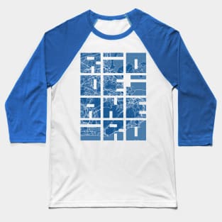 Rio de Janeiro, Brazil City Map Typography - Blueprint Baseball T-Shirt